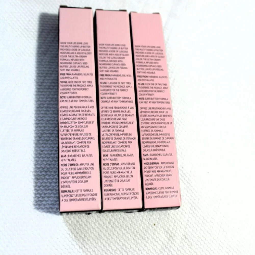 Lot of 3 fmg Love Lip Butter - Pucker Up, Flirtatious, Secret Crush, NIB